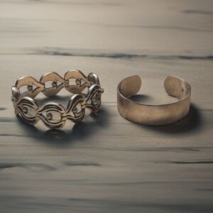 Vintage Sterling Silver 925 Cuff Bangle And Bracelet Wearable 93 Grams No Scrap